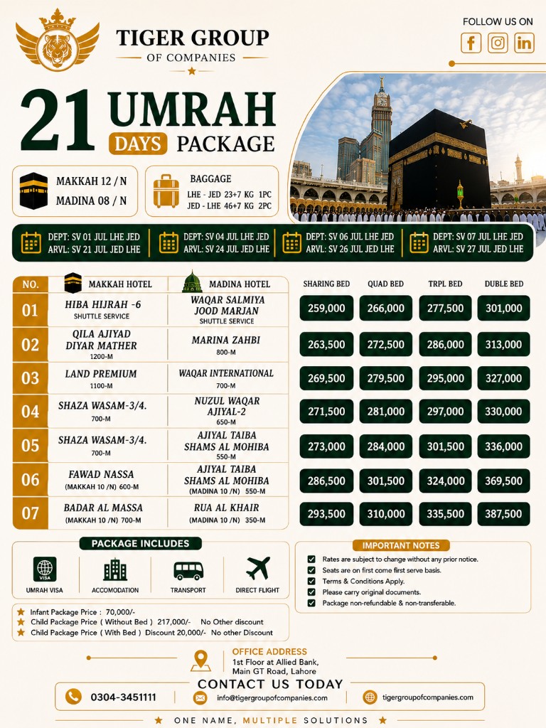 21 Days Umrah Package
